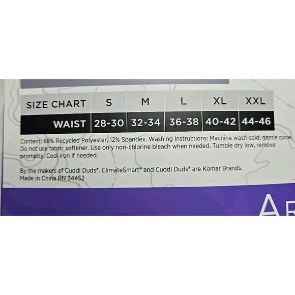 Mens Cuddl Duds Heavyweight ArctiCore Performance Base Layer Pant Grey Size XXL - Picture 10 of 13